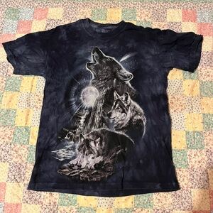 The Mountain Dark Blue Howling Wolves T-Shirt Size Small